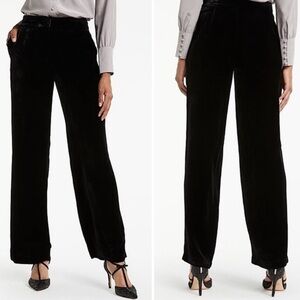 BODEN Black Silk Velvet Belted Wide Leg Trousers Size 8